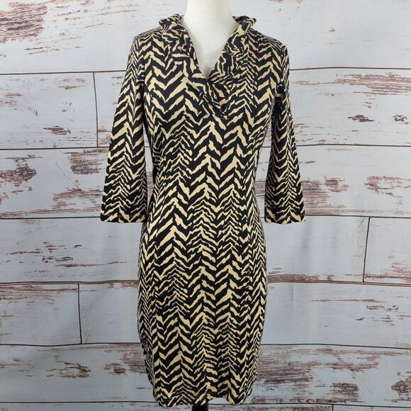 J. McLaughlin Terin Ruffle Neck Dress Tigre XS - Picture 1 of 9